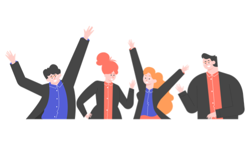 group of happy students illustration